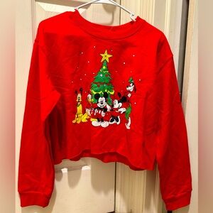 NWOT Mickey and Friends Cropped Disney Christmas Holiday Sweatshirt